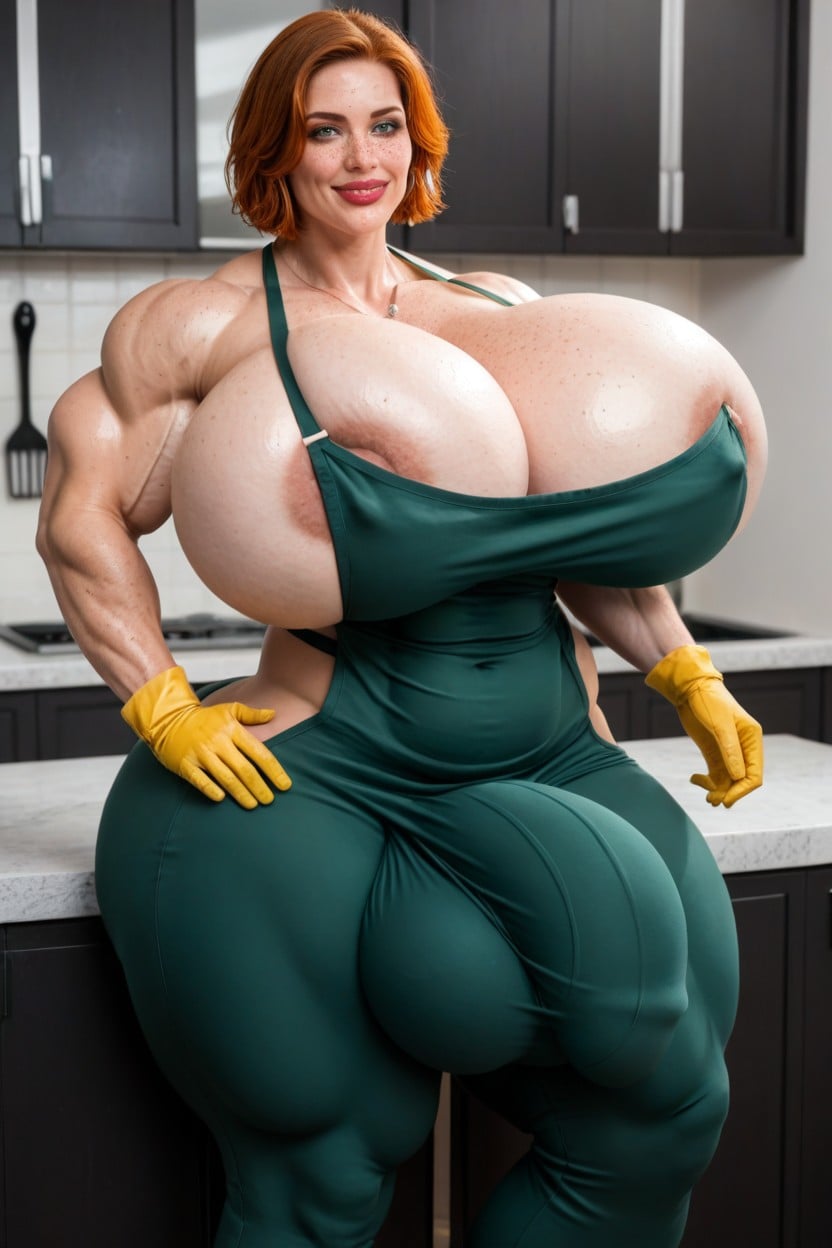 Sweaty Body, Gigantic Longer Nipples, Wide Hips Shemale AI Porn