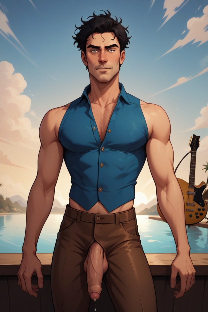 Chest, Testicles Exposed, Cock Exposed AI Gay Porn