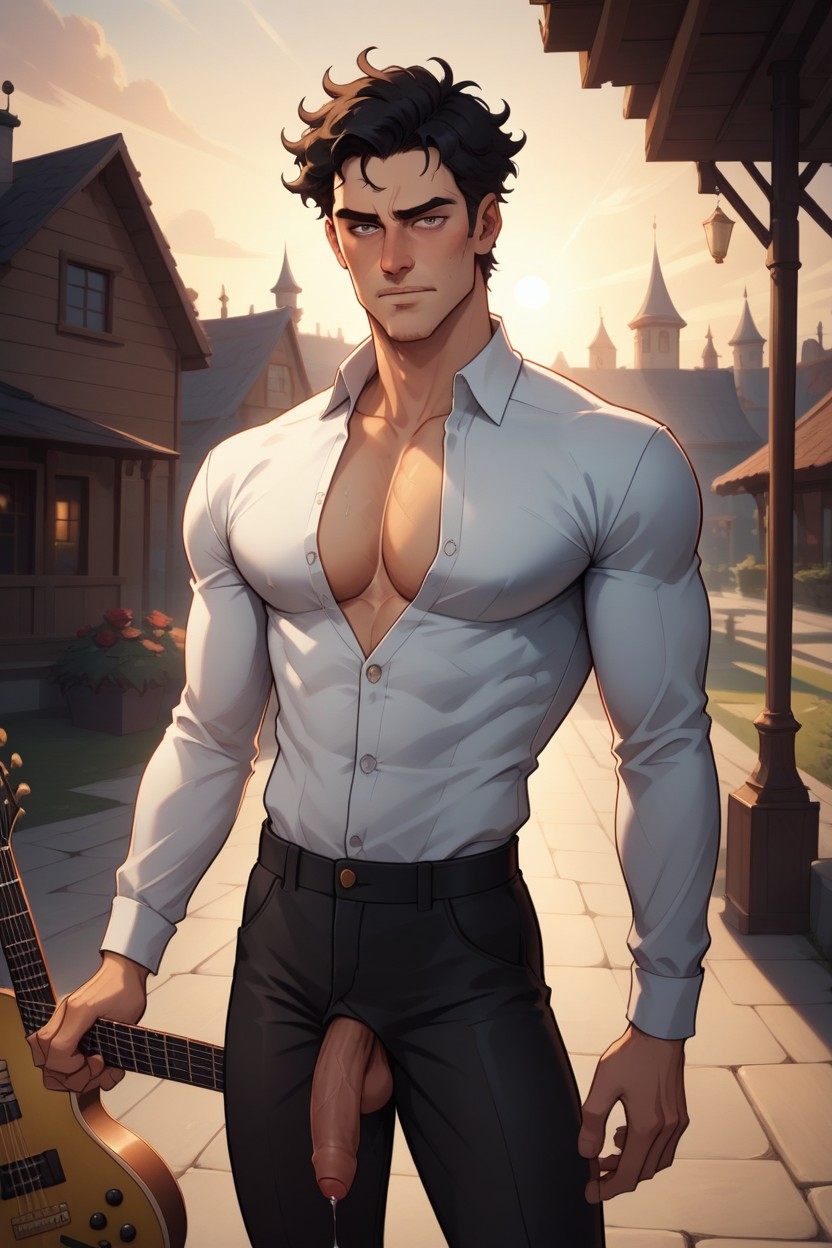 Body, Thighs, Playing A Guitar AI Gay Porn