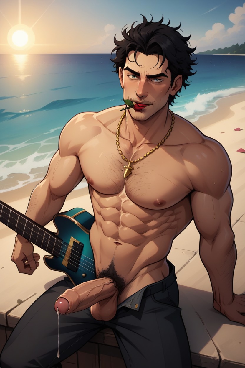 Romantic Serenading, Hairy Body, Pants Down AI Gay Porn