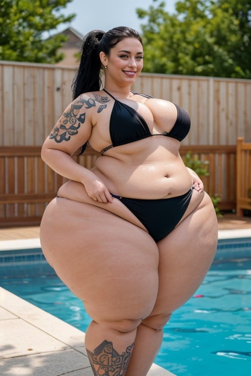 Fat, Gigantic Legs, Thigh Tattoo Porno IA