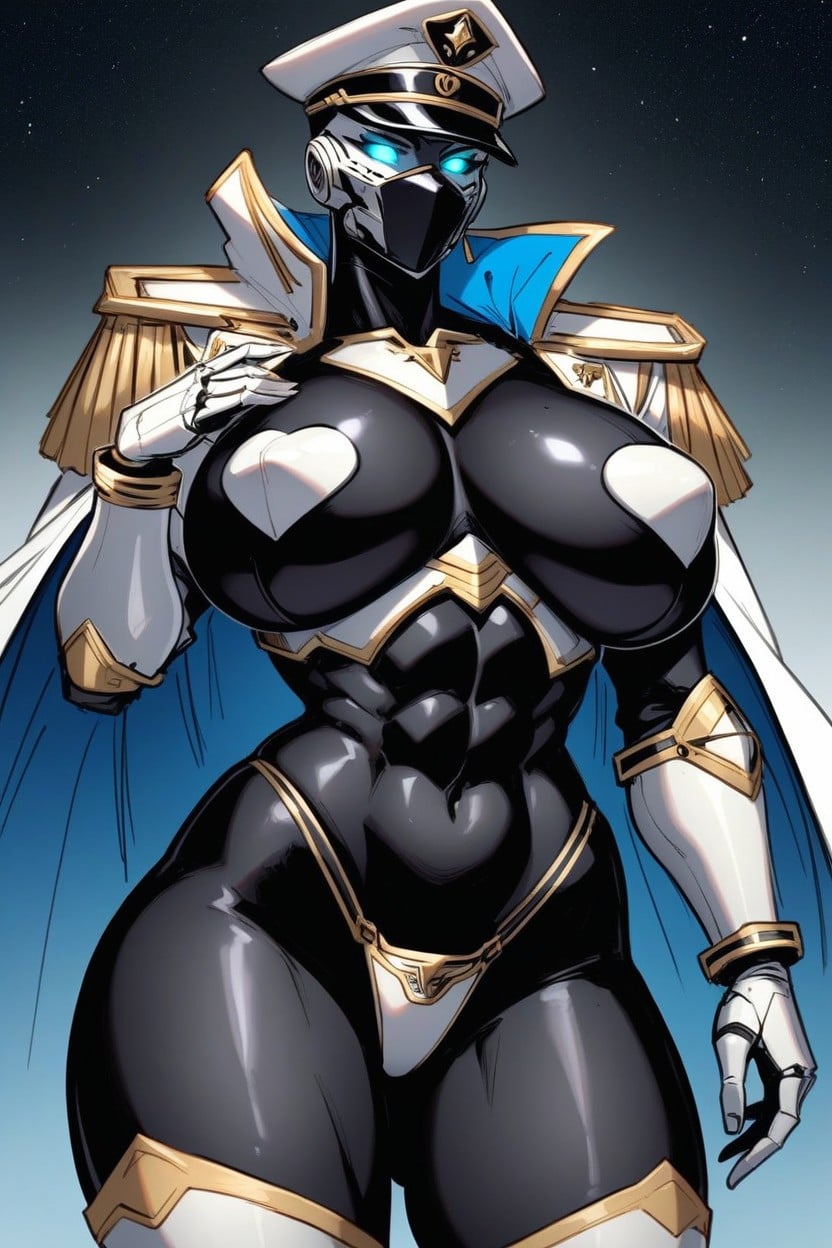 White Armored Cuffs, Milf, Huge Black Round Butt Hentai AI Porn