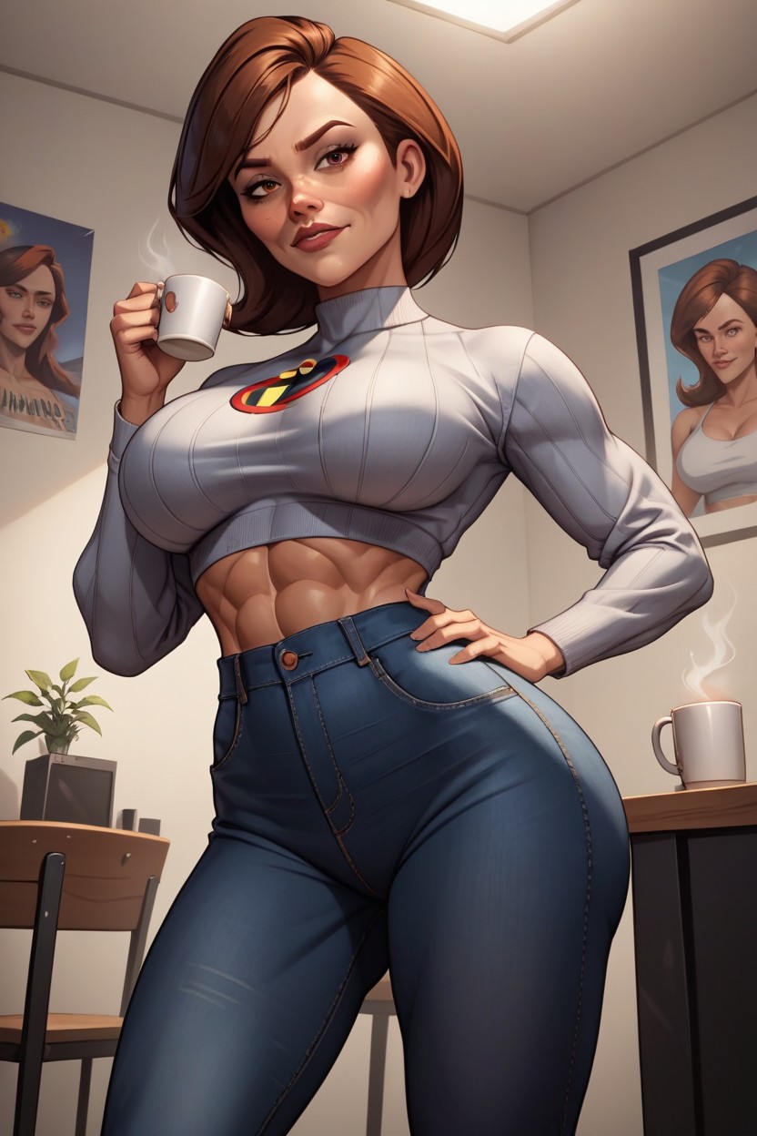 Eight Pack Abs, Supermodel, Cute AI Porn