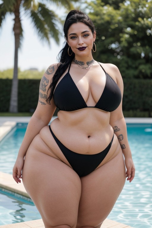 Massive Gigantic Hyper Thighs, Pierced Navel, Fat AI Porn