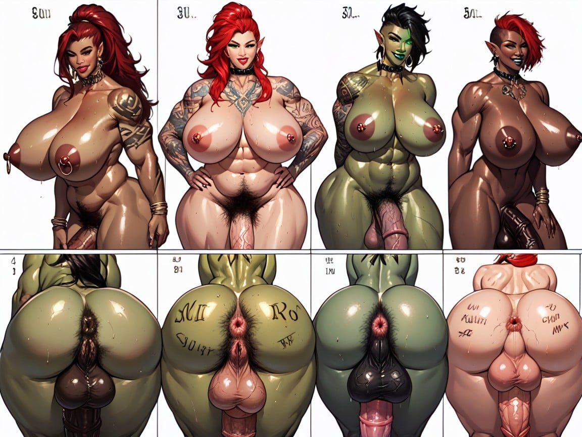 Tongue Out, Futa Dark Green Skin, Sweaty Hentai AI Porn
