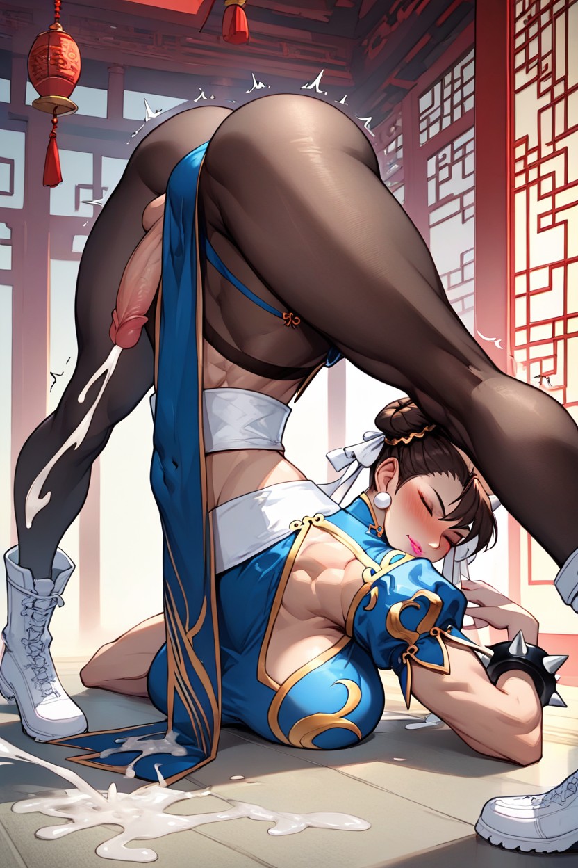 Positioned Away From Viewer, Side View, Chun Listreet Fighter Shemale AI Porn