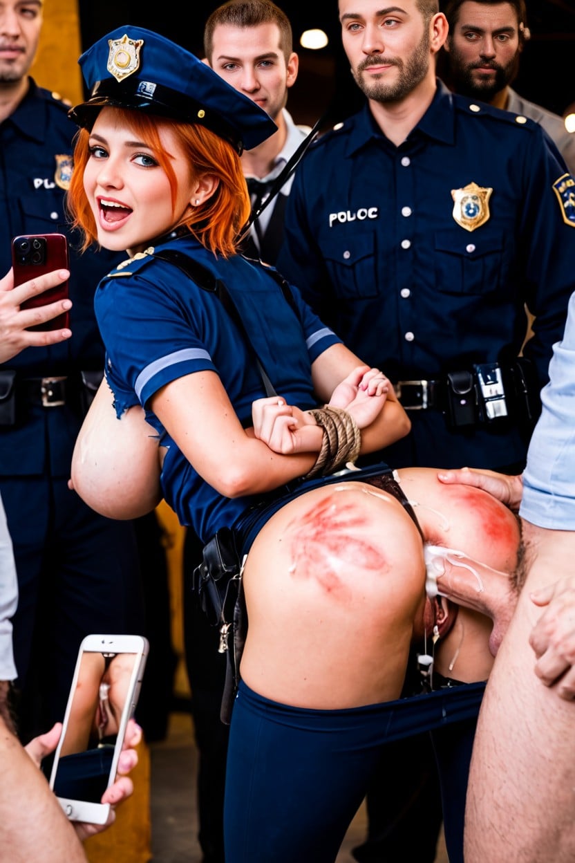 20+, Multiple Cocks In Her Arse, Police Costume AI Porn
