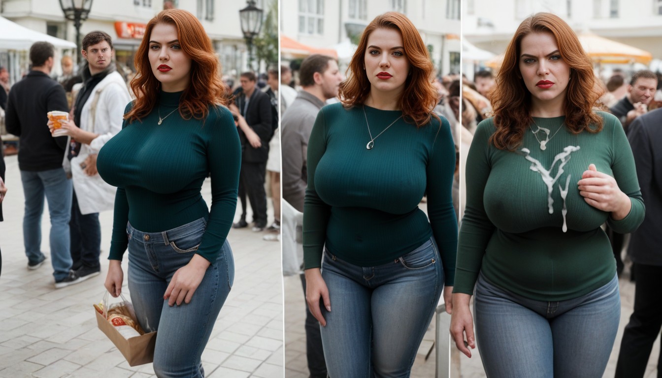 Middle Aged Woman, People Watching, Saggy Breasts AI Porn