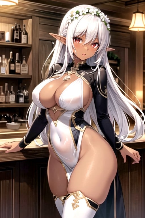 Dark Skin, Long Hair, Red Eyes Hentai AI Porn