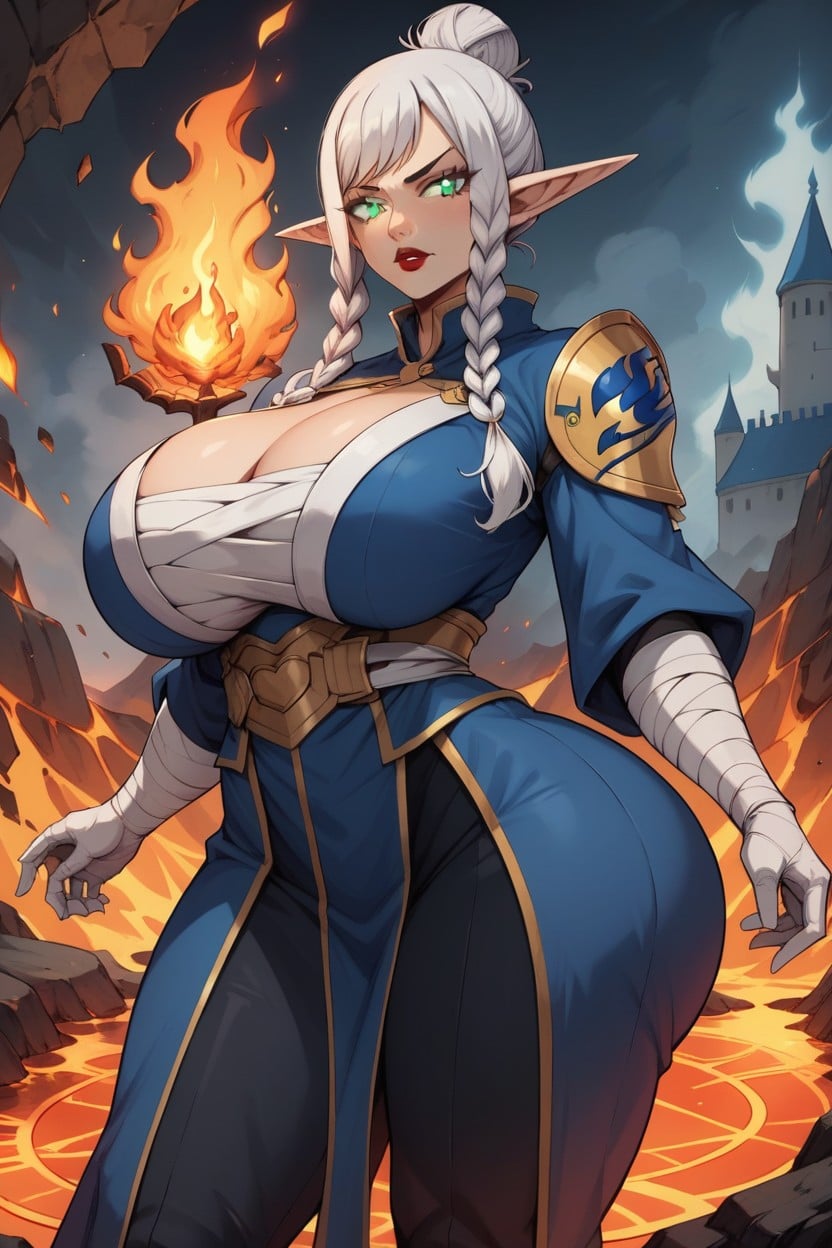 Body Milf, White Braids In Front Of Ears, White Glove Hentai AI Porn