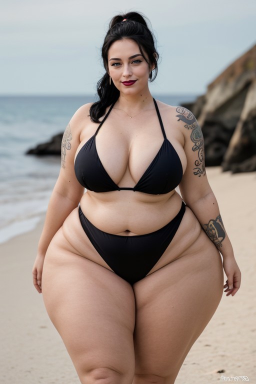 Erect Nipples, Black Lipstick, Gigantic Thighs AI Porn