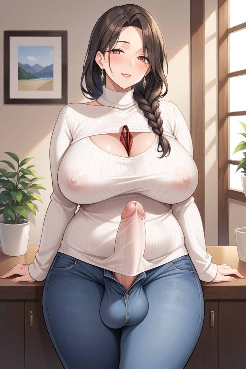 Giant Saggy Breasts, Self Paizuri, Futanari Furry AI Porn