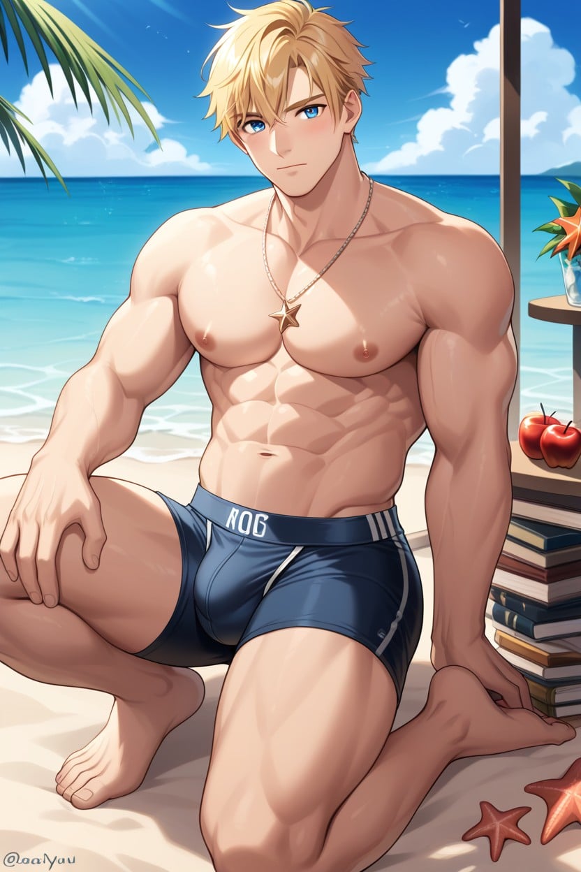 Blue Eyes, Thighs, Outdoors AI Gay Porn
