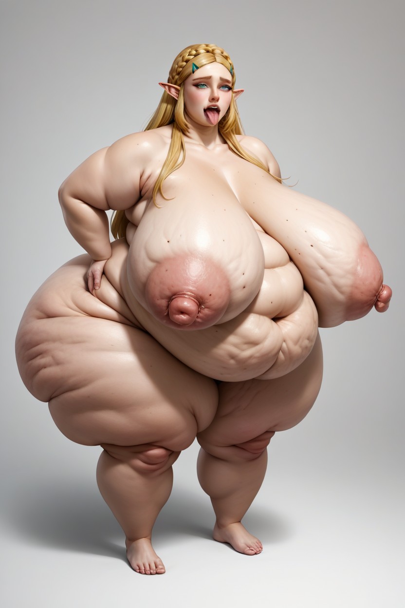 Zelda With Chubby Face, Super Long Nipples, Hyper Eraser Nipples AI Porn