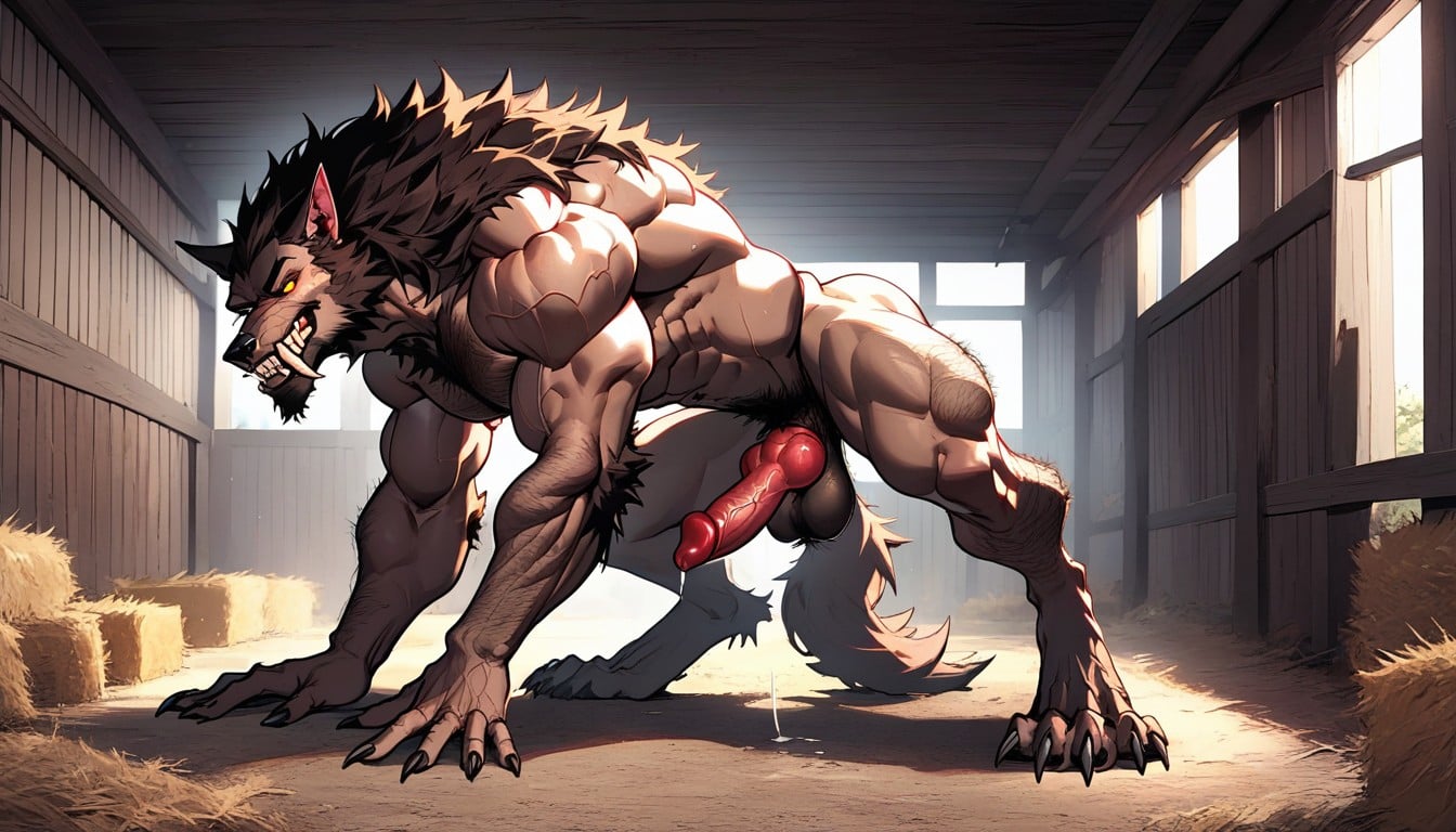 Hairy Chest And Abdominal Muscles, Hairy Scrotum, Werewolf AI Gay Porn