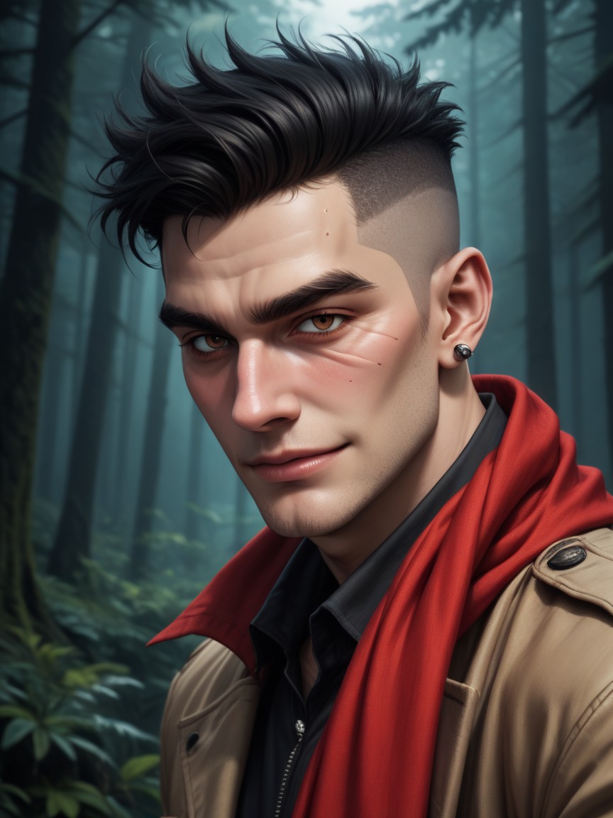 Red Scarf, Side View, 1 Person AI Gay Porn