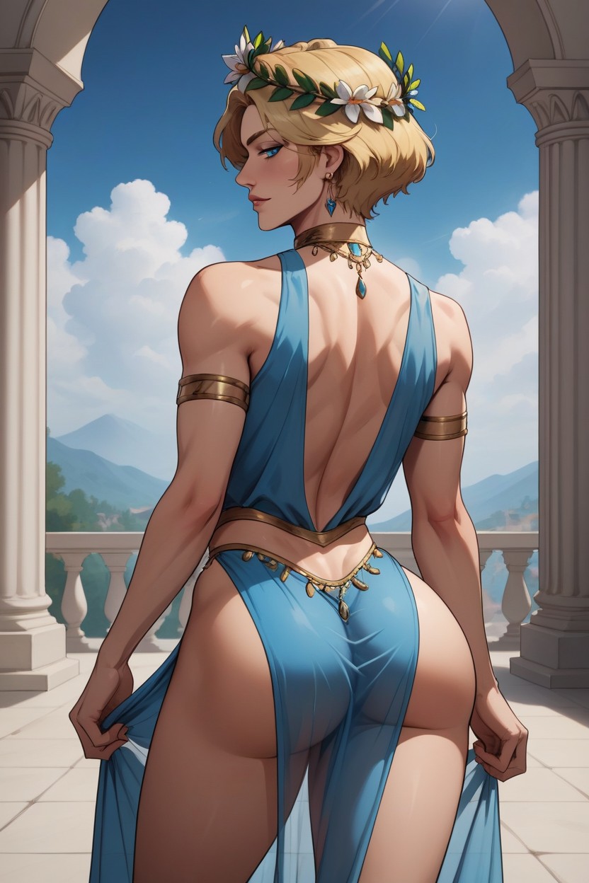 Blonde Hair, Close Up, Crossdressing AI Gay Porn
