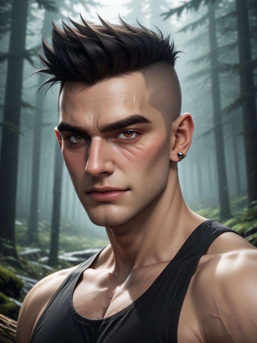 Forest, Close Up, Wearing Black Tank Top AI Gay Porn