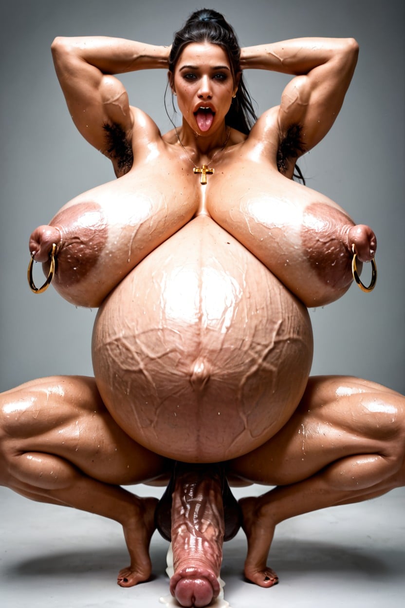Huge Nipples, Huge Long Thick Nipples, Barefoot Shemale AI Porn