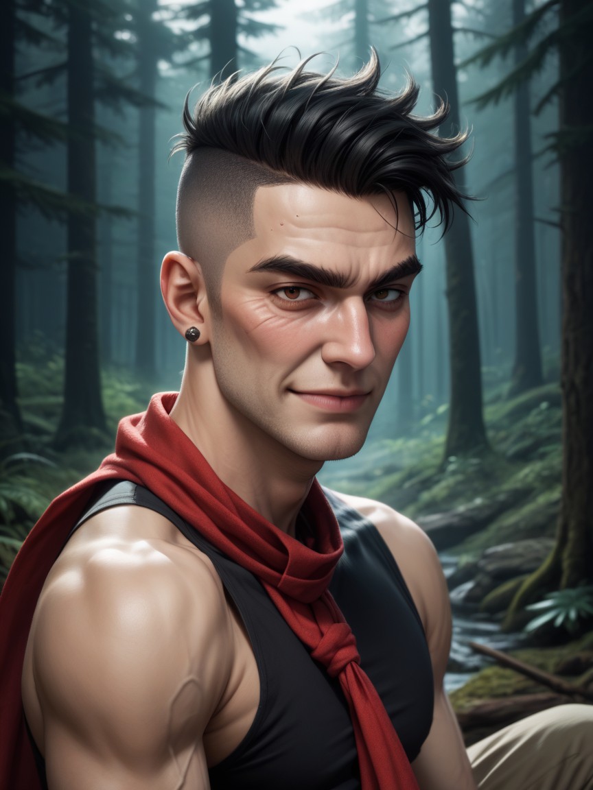Blunt Ears, Wearing Black Tank Top, Smirk AI Gay Porn