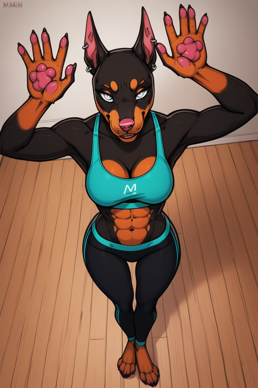 Yoga Pose, Facing Viewer, Close Up Furry AI Porn