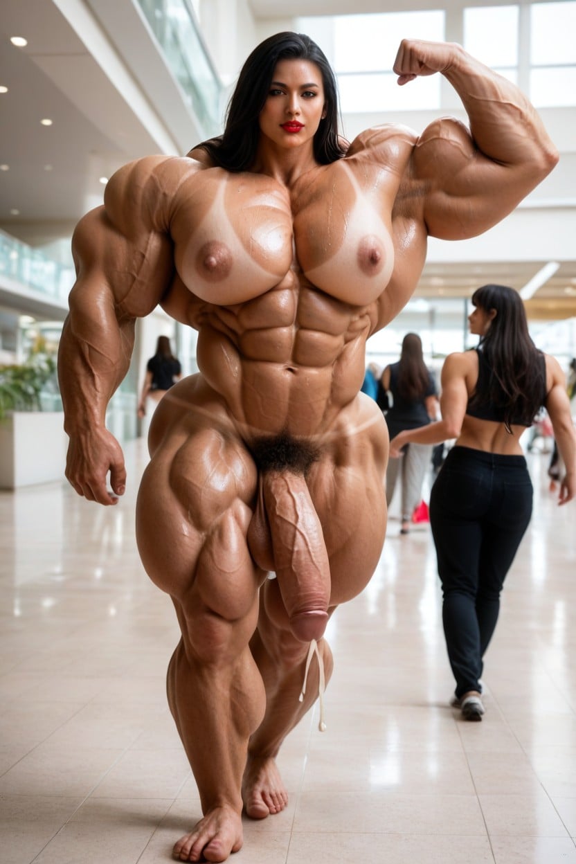 Hyper Huge Muscles, Tan Skin, Growth Shemale AI Porn