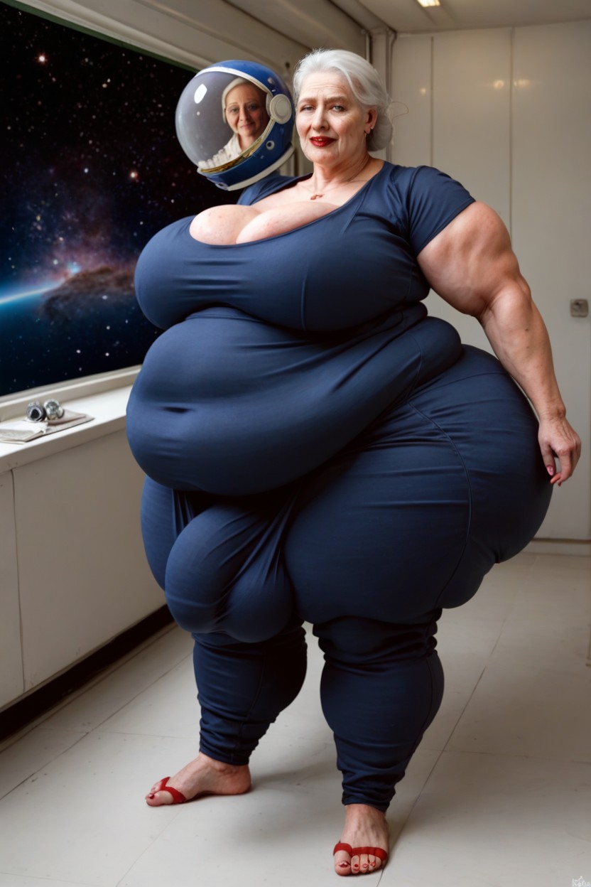 Impossibly Huge Ass, Extremely Well Endowed, Futanari Pants Stretching And Covering Penis Shemale AI Porn