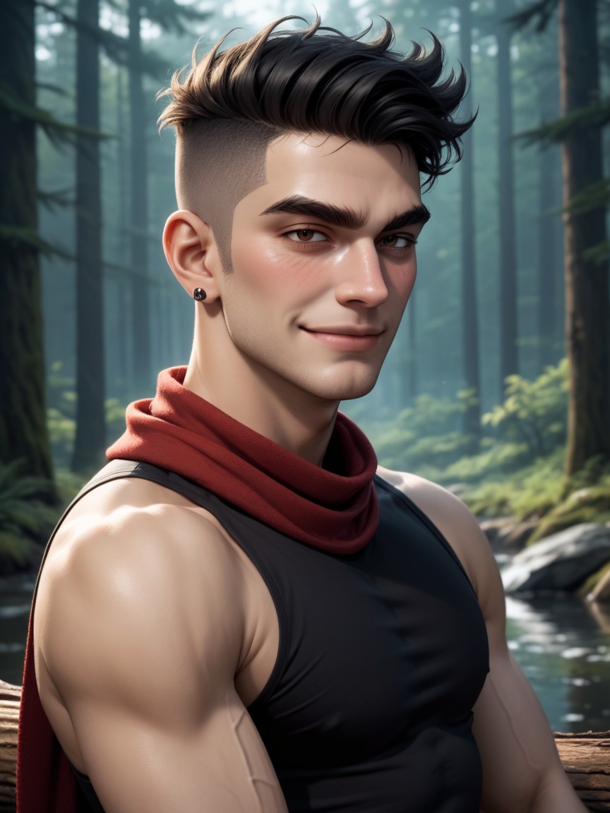 Looking At Viewer, Forest, Rough Face AI Gay Porn