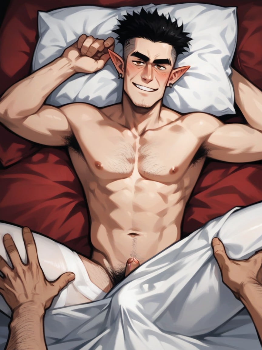 Spreading Legs, Embarrassed , Bed AI Gay Porn
