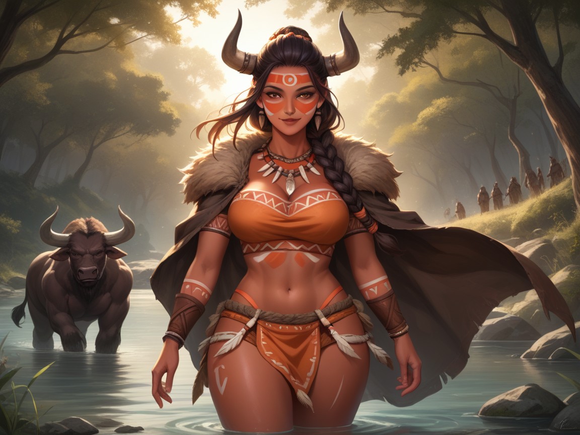 Black Braided Ponytail, Soft Light Lighting, Brown Lipstick Hentai AI Porn