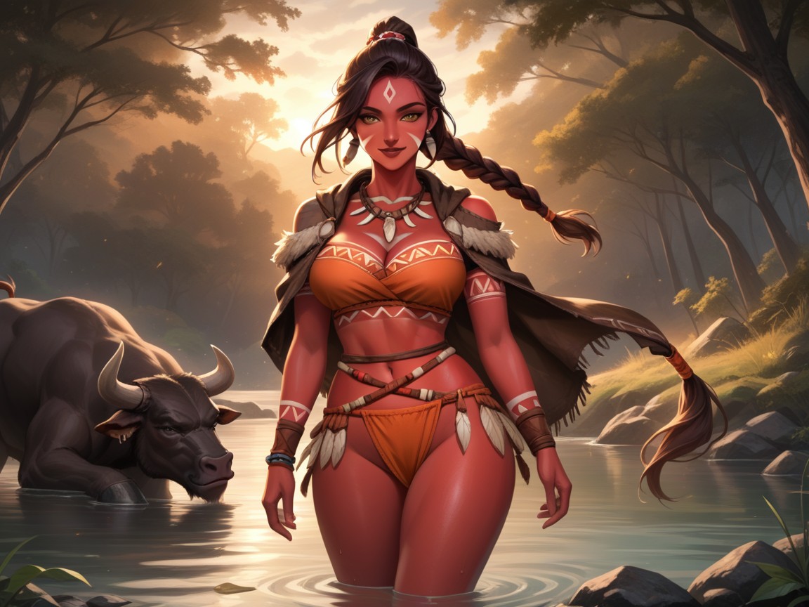 Minotaurs In Background, Afterimage, Focus On Woman Hentai AI Porn