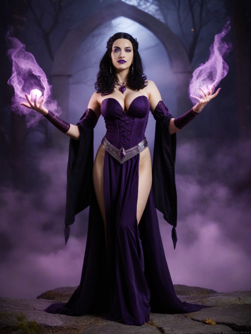 Liliana Vess From Magic The Gathering Cosplay Costume, Glowing Purple Eyes, Corps Entier Porno IA Furry