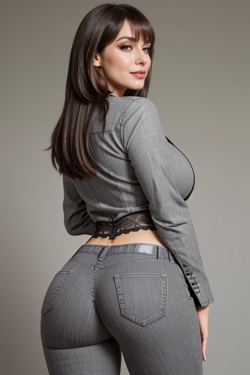 Big Bubble Butt, Flirty, Side View AI Porn