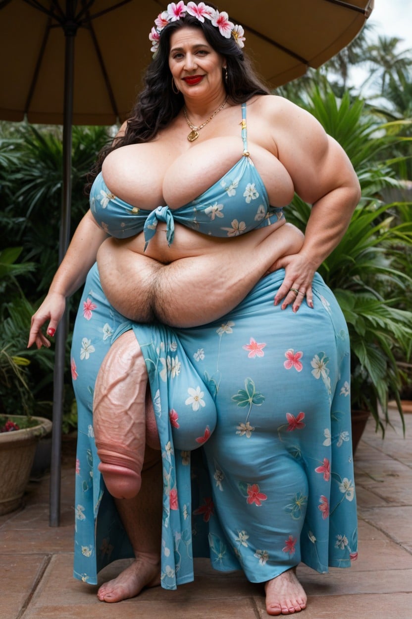 Hairy Feet Hairy Ankles Hairy Bushy Thighs Like A Sasquatch, Extremely Large Ass, Plump Lips Red Lipstick Shemale AI Porn