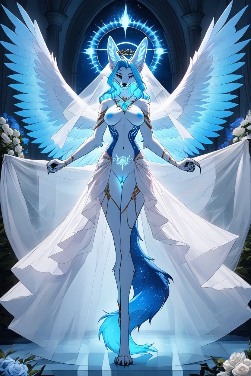 Angelic, Wedding, Blue Nipples Furry AI Porn