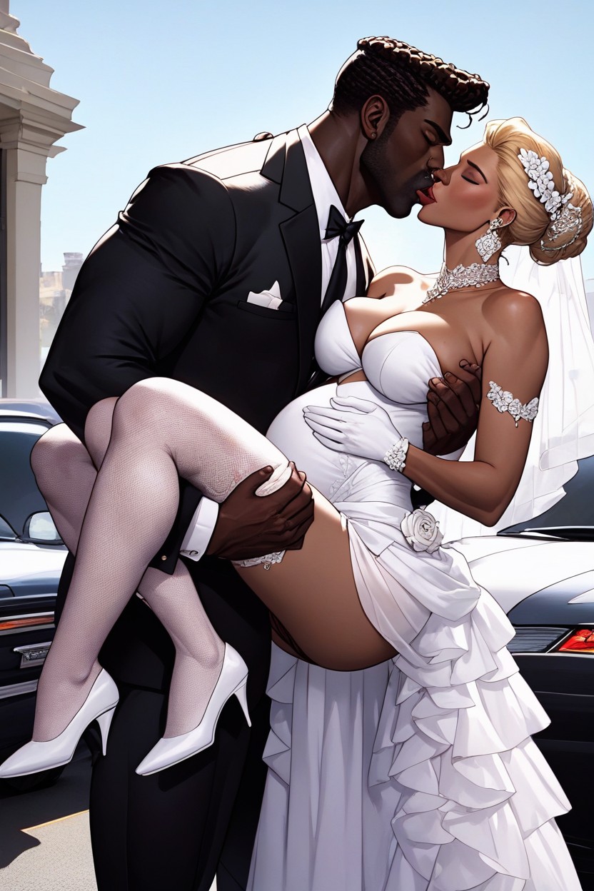 Kissing, Breasts, African Daddy Fur Covered Body AI Gay Porn