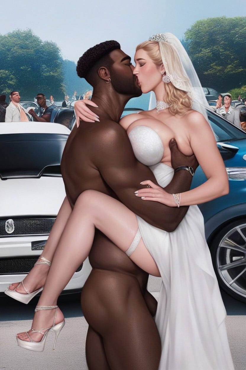 Photo Realistic, Blonde Hair, People Watching AI Gay Porn