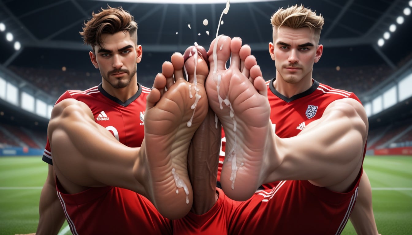 A Handsome Football Player, Close Cropped Hair, Full Body AI Gay Porn
