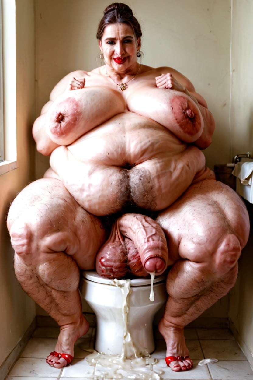Sitting On Toilet, Huge Obese Belly, Plump Lips Wrinkled Breast Porno shemale IA