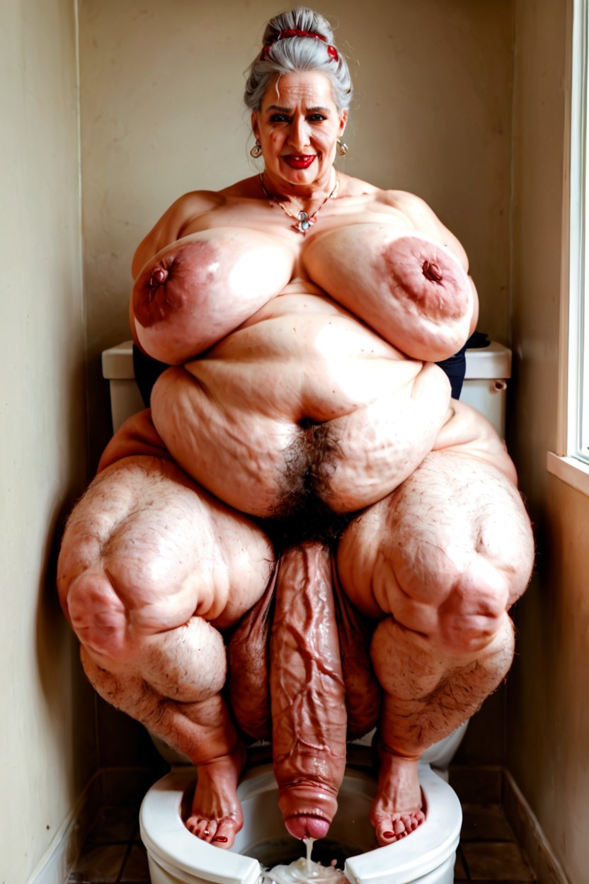 Hairy Bushy Thighs Like A Sasquatch, Hyper Wide Cock, Huge Round Thighs Shemale AI Porn