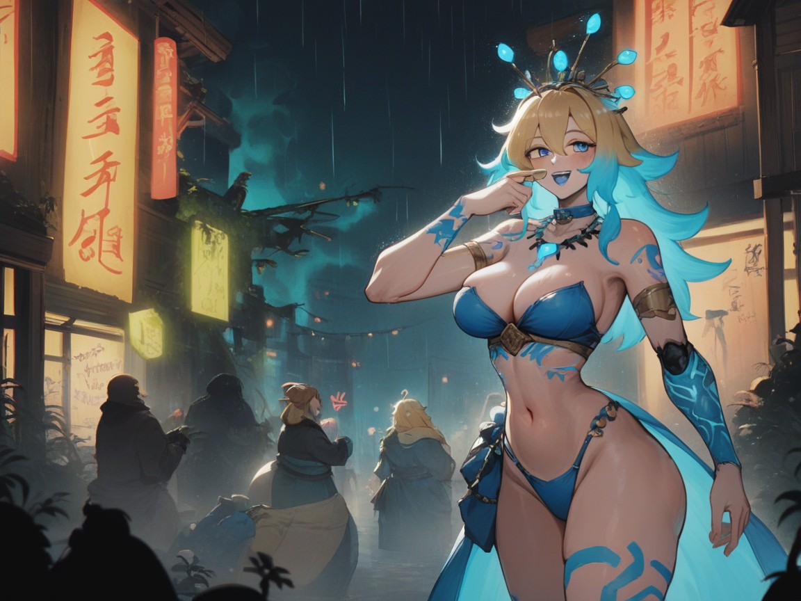 Blue Thong, Snatched Waist, Shoulders Hentai AI Porn
