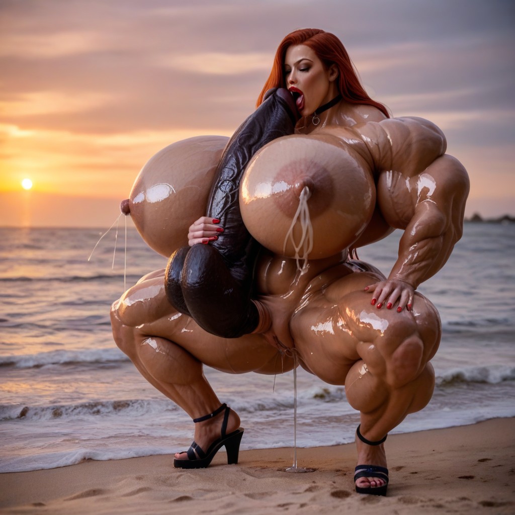 Ultra Muscular, Photorealistic, Ultra Busty Porno shemale IA