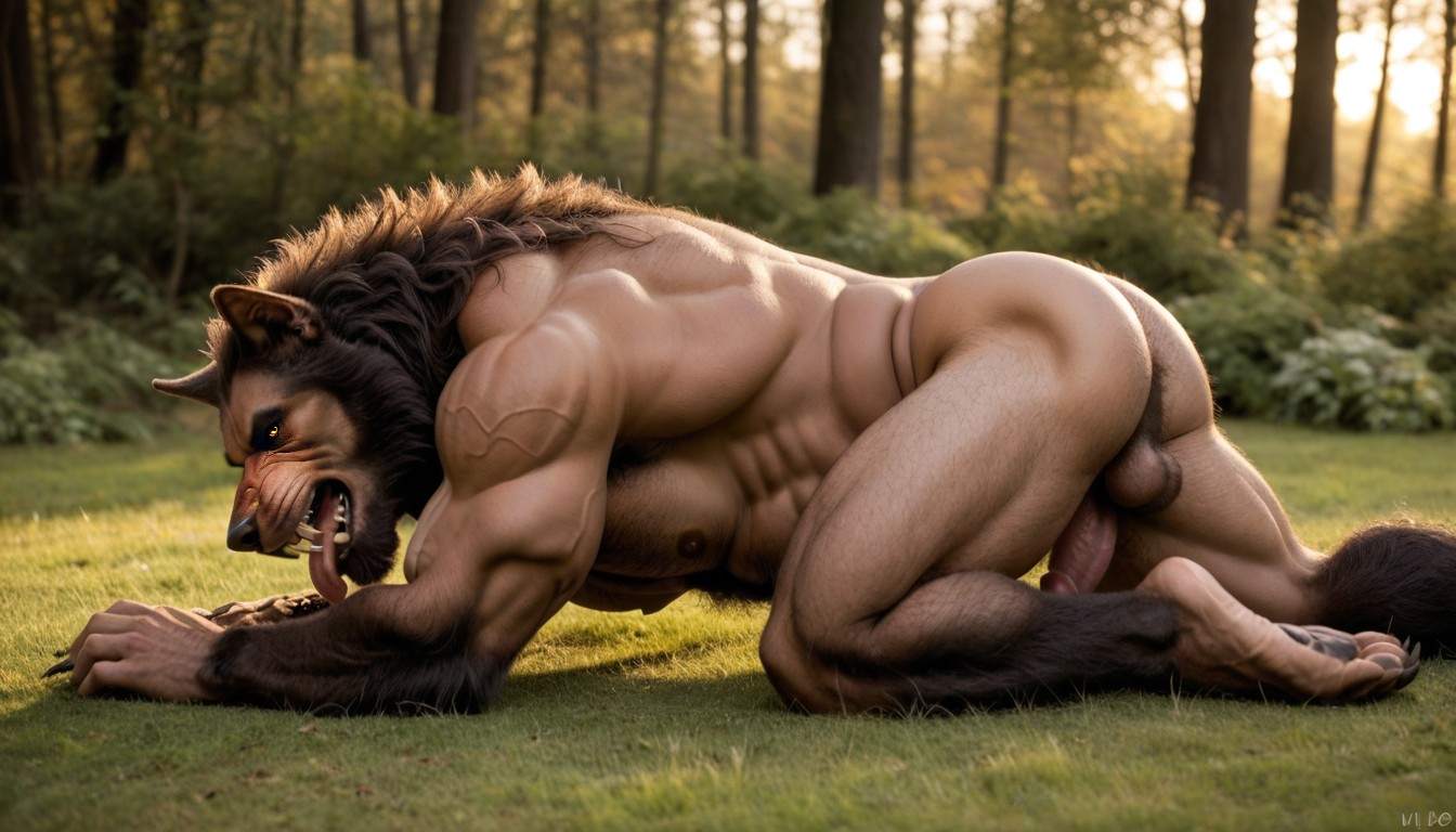 Werewolf, Veiny, Backlit AI Gay Porn