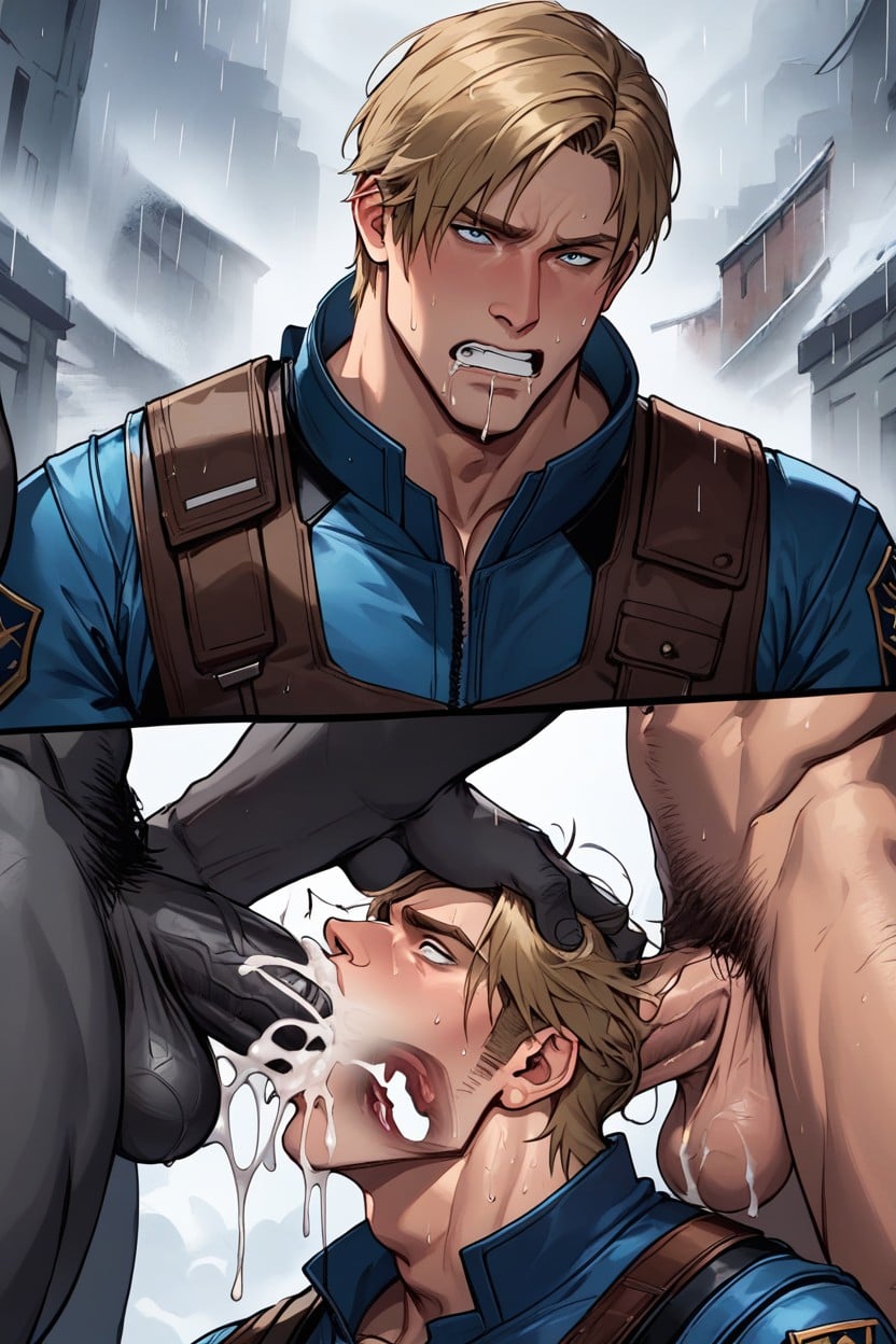 Leon Kennedy Is Flowing With Sweat And Sperm, Raining, Abandoned Village AI Gay Porn