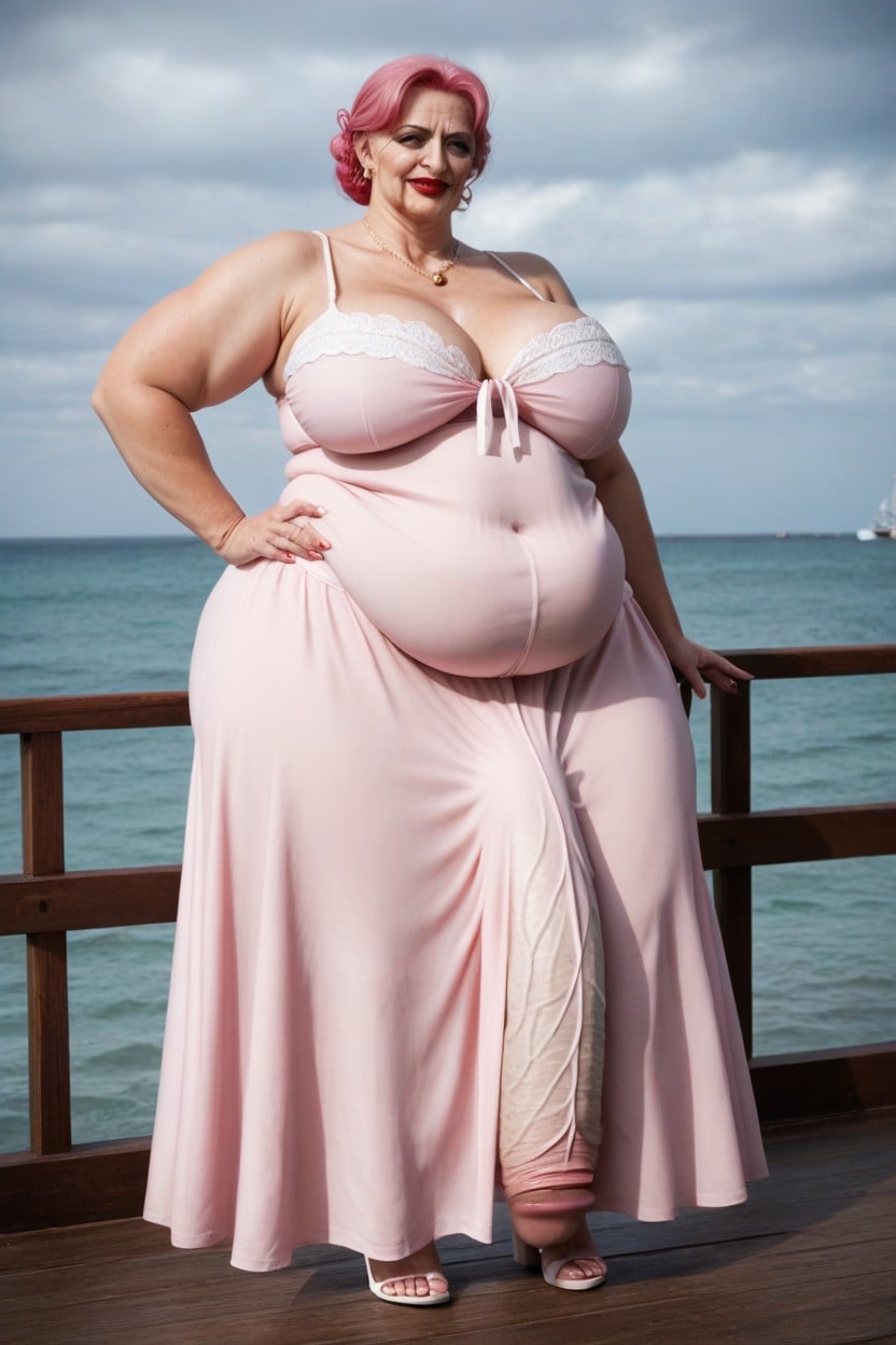 Big One Piece Cosplay, Peau Pâle, Huge Obese Belly Porno IA transsexuelle