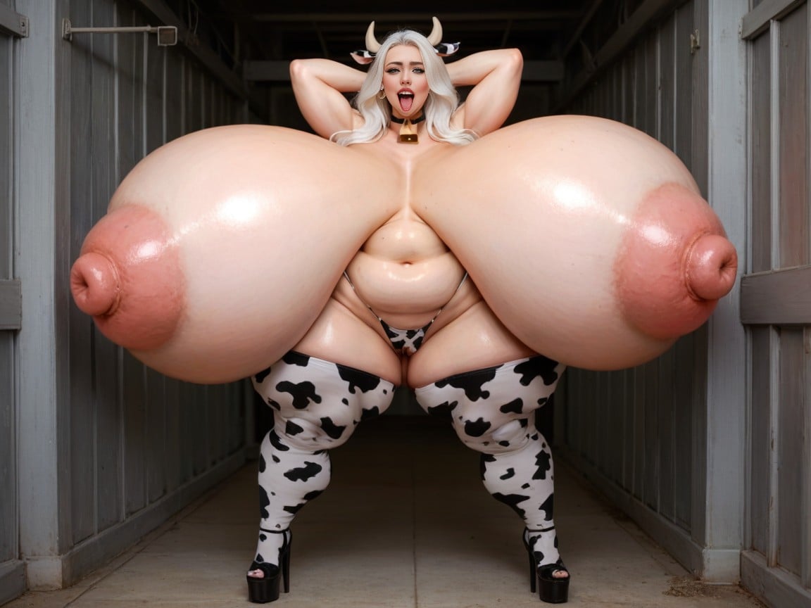 Hyper Gaping Nipples, Breast Expansion, Hucow Horns AI Porn