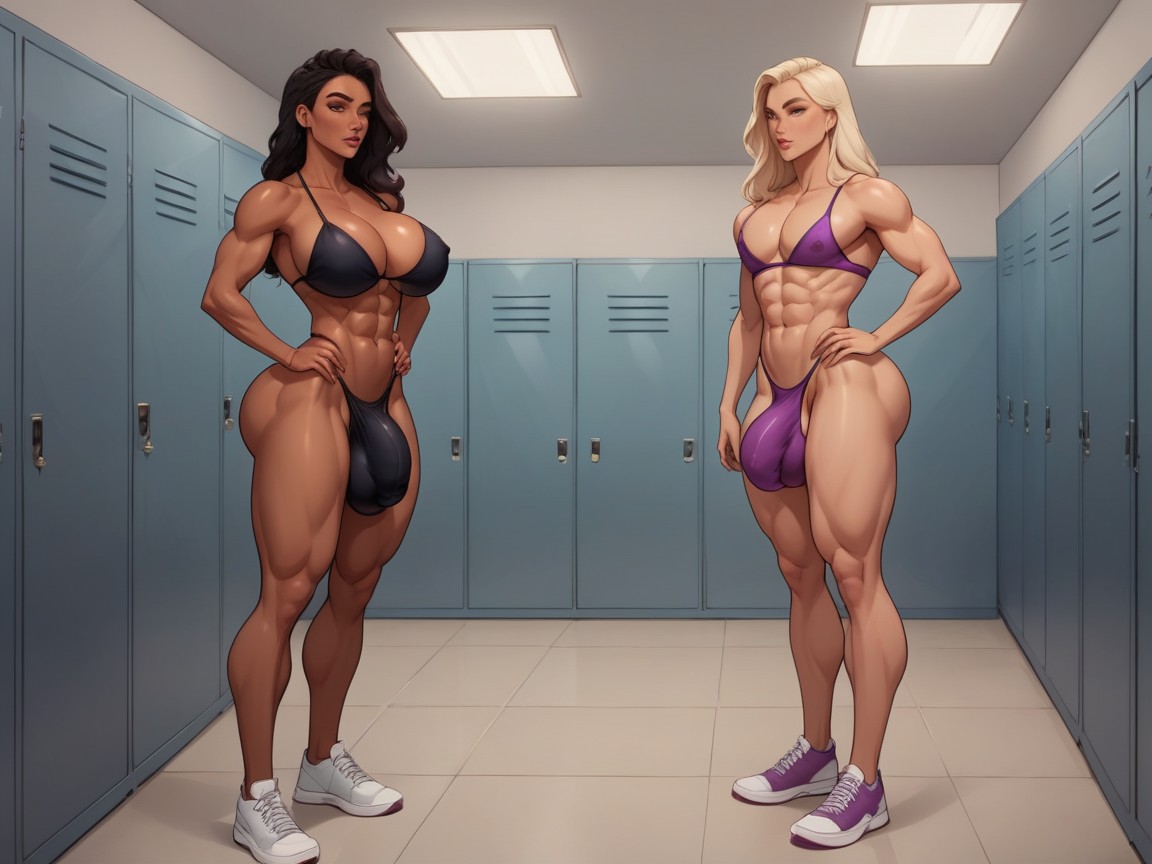 Comic Art Style, Tan Skin, Penis To The Knees Bulge Shemale AI Porn