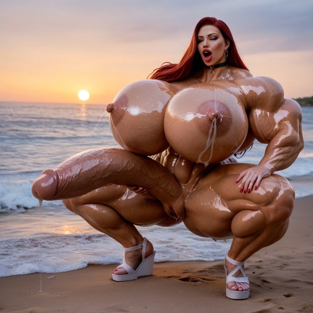 Pénis Plus Grand Que Le Corps, Orgasme, Masturbation Porno IA transsexuelle