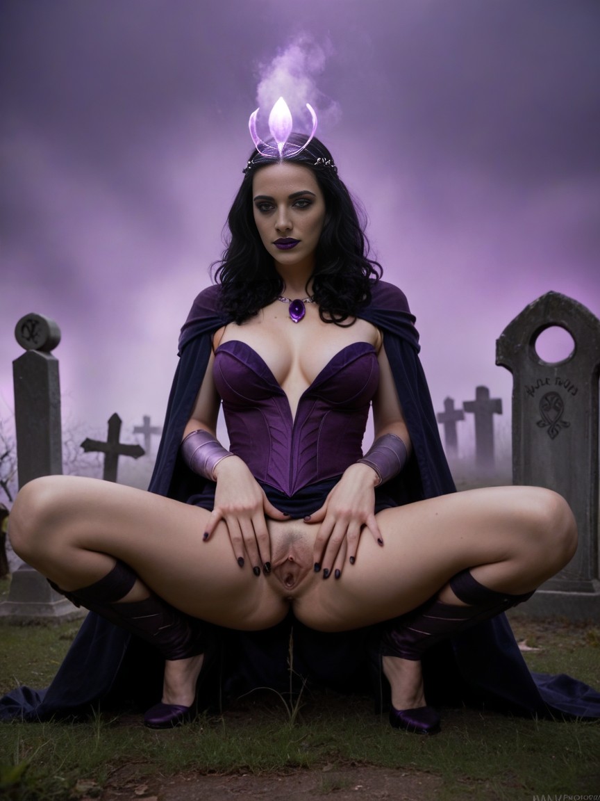 Medium Breast, Purple Glow From Hands, Liliana Vess From Magic The Gathering Cosplay Costume Furry AI Porn