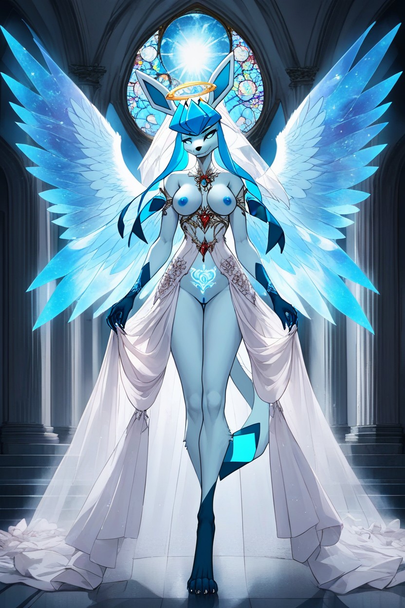 Glowing Light Blue Crotch Tattoo, Shimmering Sliver Jewelry, Contraluz Furry IA